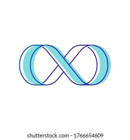Unendliches Symbol einzeln auf weißem Hintergrund. Blaues Konfektionierte Dicke Stil Symbol der Wiederholung und unbegrenzte Cycilizität. Design-Element für das FirmenBranding. Lineare Vektorgrafik, Symbol, Zeichen