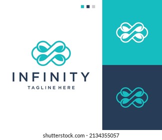 Infinity symbol with leaf logo design