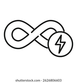 Infinity symbol with lightning bolt representing the concept of an infinite energy source