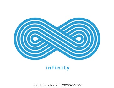 Infinity-Symbol linearen Stil Vektorzeichen einzeln auf weißem Hintergrund, Mobius endlose Schleife Linie Logo oder Emblem, für immer Zeit-Zyklus-Konzept.