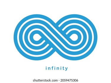 Símbolo infinito símbolo vector de estilo lineal aislado en fondo blanco, logotipo o emblema de línea de bucle infinito Mobius, concepto de ciclo de tiempo para siempre.