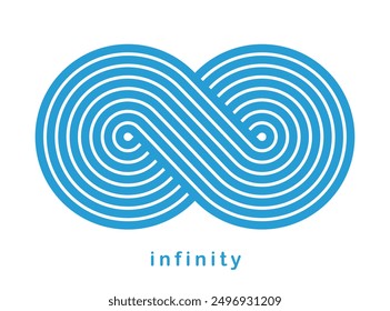 Infinity symbol linear style vector sign isolated on white background, Mobius endless loop line art logo or emblem, forever time cycle concept.