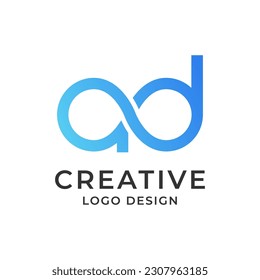 diseño del logotipo del símbolo de infinito , letra a d del logotipo en forma de símbolo de infinito aislado sobre con infinito