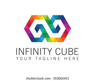 Infinity symbol logo design vector. Infinity logo vector template. Infinity cube logo vector.Colorful infinity logo.