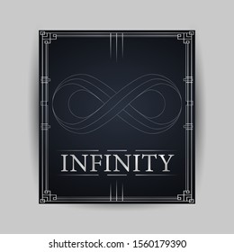 Infinity symbol logo illustration. Vector endless object. Beautiful, unique concept design. Abstract Unreal loop template isolated on background. Unlimited virtual outline ring line art 