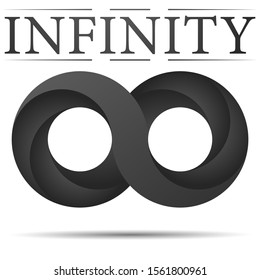 Infinity symbol logo illustration. Vector endless object. Beautiful, unique concept design. Abstract Unreal loop template isolated on background. Unlimited virtual outline ring line art 