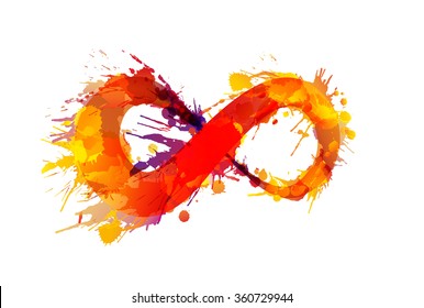 Infinity symbol made of colorful grunge splashes