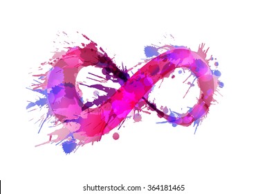 Infinity symbol made of colorful grunge splashes