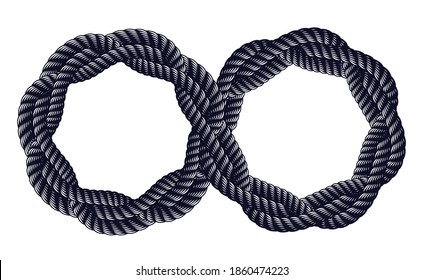 Infinity symbol made from rope vector sign logo or tattoo.