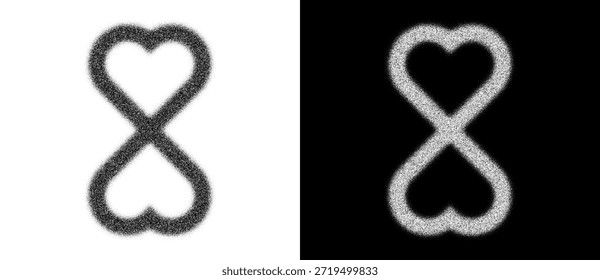 Símbolo del infinito hecho de dos Formas de corazón con textura difusa. Abstractas diseño romántico para logo, icono, fondo, San Valentín, amor o temas emocionales.