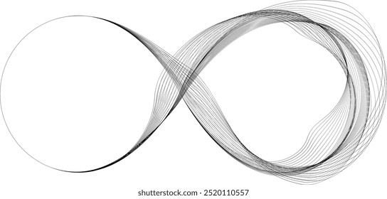 Infinity Symbol . Many vector curved lines forming endless logo. Design Element . Continuous line art . Infinite shape .Eternal Logo .  Infinity icon. Vector eternity symbol. 