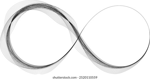 Infinity Symbol . Many vector curved lines forming endless logo. Design Element . Continuous line art . Infinite shape .Eternal Logo .  Infinity icon. Vector eternity symbol. 