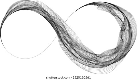 Infinity Symbol . Many vector curved lines forming endless logo. Design Element . Continuous line art . Infinite shape .Eternal Logo .  Infinity icon. Vector eternity symbol. 