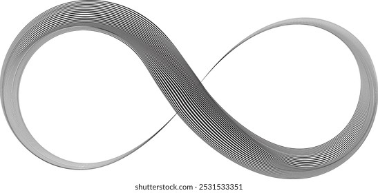 Infinity Symbol . Many vector curved lines forming endless logo. Limitless design element . Continuous line art . Infinite shape .Eternal Logo .  Infinity icon. Vector eternity symbol. Boundless sign.