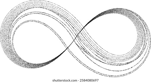 Infinity Symbol . Many vector roughen lines forming endless logo. Limitless design element . Continuous line art. Infinite shape .Eternal Logo . Infinity icon. Vector eternity symbol. Boundless sign.