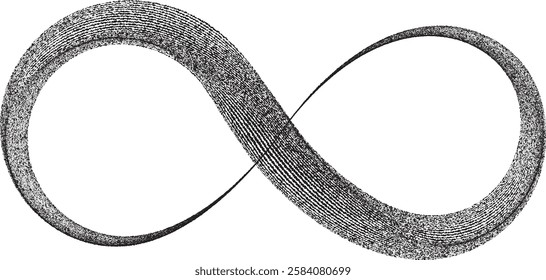 Infinity Symbol . Many vector roughen lines forming endless logo. Limitless design element . Continuous line art. Infinite shape .Eternal Logo . Infinity icon. Vector eternity symbol. Boundless sign.