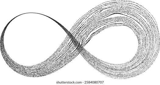 Infinity Symbol . Many vector roughen lines forming endless logo. Limitless design element . Continuous line art. Infinite shape .Eternal Logo . Infinity icon. Vector eternity symbol. Boundless sign.