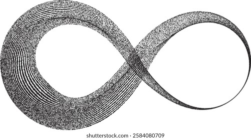 Infinity Symbol . Many vector roughen lines forming endless logo. Limitless design element . Continuous line art. Infinite shape .Eternal Logo . Infinity icon. Vector eternity symbol. Boundless sign.