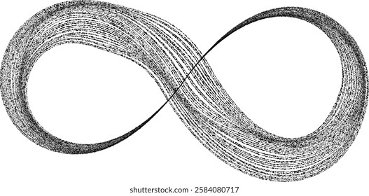 Infinity Symbol . Many vector roughen lines forming endless logo. Limitless design element . Continuous line art. Infinite shape .Eternal Logo . Infinity icon. Vector eternity symbol. Boundless sign.