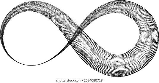 Infinity Symbol . Many vector roughen lines forming endless logo. Limitless design element . Continuous line art. Infinite shape .Eternal Logo . Infinity icon. Vector eternity symbol. Boundless sign.