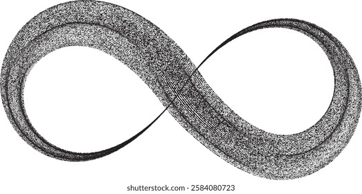 Infinity Symbol . Many vector roughen lines forming endless logo. Limitless design element . Continuous line art. Infinite shape .Eternal Logo . Infinity icon. Vector eternity symbol. Boundless sign.