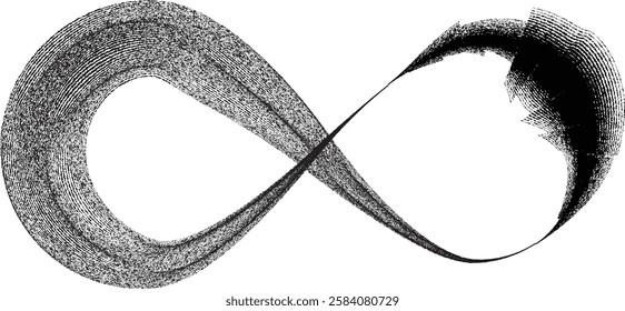 Infinity Symbol . Many vector roughen lines forming endless logo. Limitless design element . Continuous line art. Infinite shape .Eternal Logo . Infinity icon. Vector eternity symbol. Boundless sign.