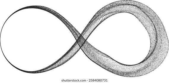 Infinity Symbol . Many vector roughen lines forming endless logo. Limitless design element . Continuous line art. Infinite shape .Eternal Logo . Infinity icon. Vector eternity symbol. Boundless sign.