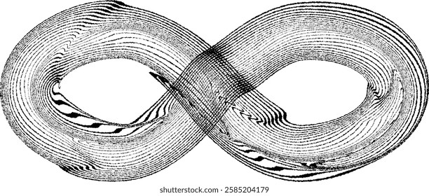 Infinity Symbol . Many vector roughen lines forming endless logo. Limitless design element . Continuous line art. Infinite shape .Eternal Logo . Infinity icon. Vector eternity symbol. Boundless sign.