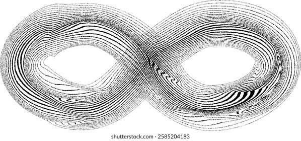 Infinity Symbol . Many vector roughen lines forming endless logo. Limitless design element . Continuous line art. Infinite shape .Eternal Logo . Infinity icon. Vector eternity symbol. Boundless sign.