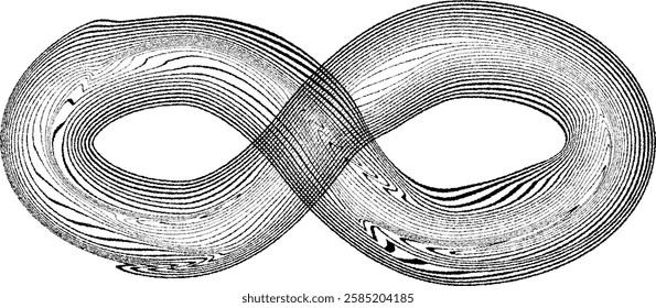 Infinity Symbol . Many vector roughen lines forming endless logo. Limitless design element . Continuous line art. Infinite shape .Eternal Logo . Infinity icon. Vector eternity symbol. Boundless sign.