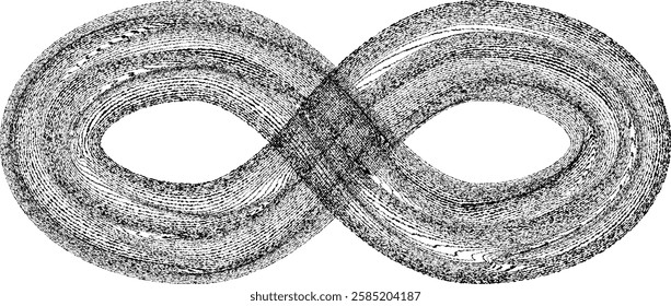 Infinity Symbol . Many vector roughen lines forming endless logo. Limitless design element . Continuous line art. Infinite shape .Eternal Logo . Infinity icon. Vector eternity symbol. Boundless sign.