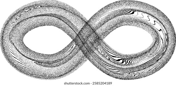 Infinity Symbol . Many vector roughen lines forming endless logo. Limitless design element . Continuous line art. Infinite shape .Eternal Logo . Infinity icon. Vector eternity symbol. Boundless sign.