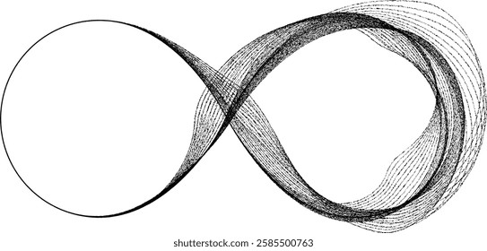 Infinity Symbol . Many vector roughen lines forming endless logo. Limitless design element . Continuous line art. Infinite shape .Eternal Logo . Infinity icon. Vector eternity symbol. Boundless sign.