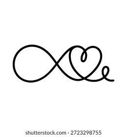 Infinity symbol merged with a heart shape in black line art