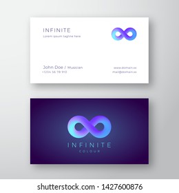 Infinity Symbol with Modern Gradient Abstract Vector Sign or Logo and Business Card Template. Premium Stationary Realistic Mock Up. Isolated.