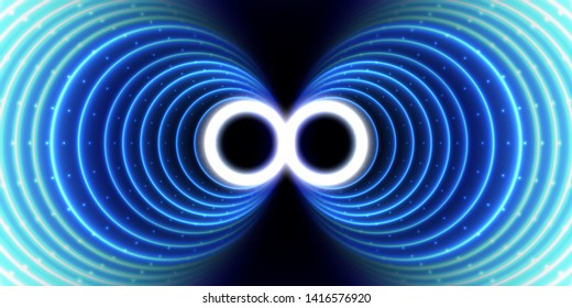 Infinity symbol from neon circles. Vector abctract background.