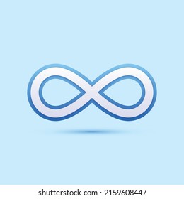 Infinity symbol on a blue background. Symbol of repetition and unlimited cyclicity. Vector illustration.