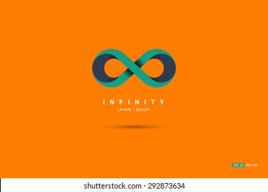 Infinity Symbol, On Orange Background, Vector EPS 10