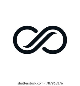 Infinity symbol on white background. Lap streaked curvy letters view.