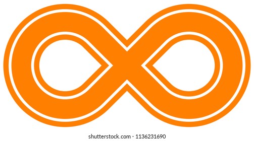 infinity symbol orange - outlined - isolated - vector illustration