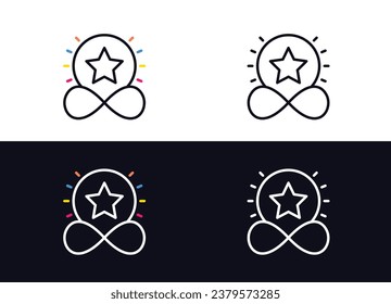 An infinity symbol with a radiant star. The infinity symbol, representing endless possibilities and continuity, gracefully intertwines with a luminous star, symbolizing excellence and brilliance.