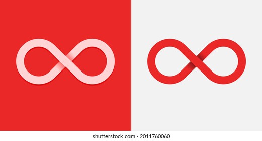 Infinity symbol. Red and white symbols of infinity. Vector illustration.