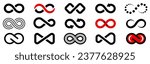 Infinity symbol set. Arrow infinity. Set of infinity icons. Eternal, limitless, endless, life logo, unlimited. Vector illustration.