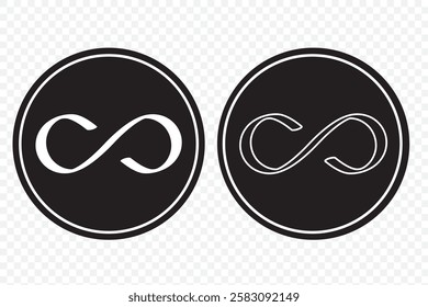 Infinity symbol set editable stroke isolated on white background. Vector hand drawn abstract minimal element. Infinite loop icon. Eternal or endless sign in outline and brush stroke or ink style.