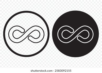 Infinity symbol set editable stroke isolated on white background. Vector hand drawn abstract minimal element. Infinite loop icon. Eternal or endless sign in outline and brush stroke or ink style.