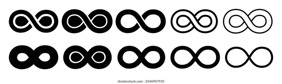 Infinity symbol set. Unlimited infinity symbols of endless. Vector illustration