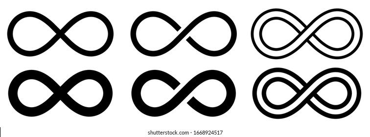 Infinity symbol set  Vector illustration