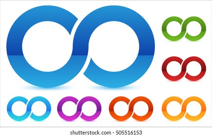 Infinity symbol in several color. Icon for continuity, loop, endless concepts.