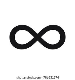infinity symbol, simple icon. White icon on black background. In Stock  Vector