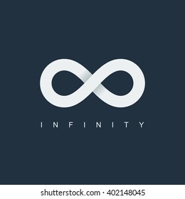 infinity symbol or sign. infinite icon. limitless logo. isolated on dark blue background vector illustration